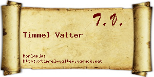 Timmel Valter névjegykártya